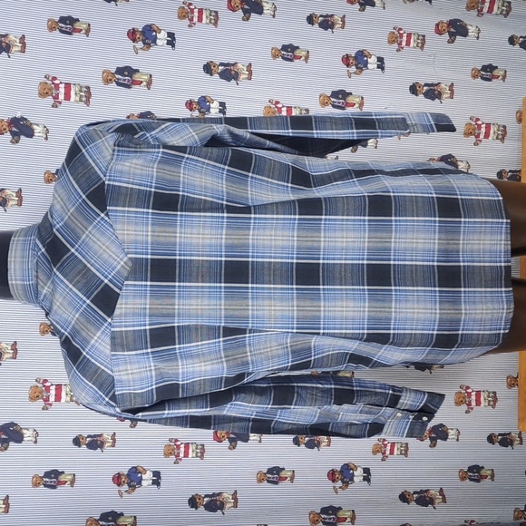 Canyon Guide Outfitters Western pearl snap blue & white plaid long-sleeved shirt - Picture 5 of 7